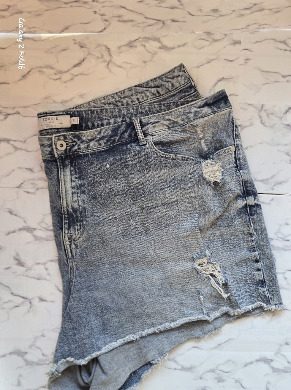 torrid Light Blue Distressed Denim Shorts